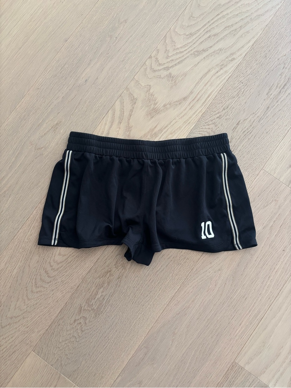 TNA Black Athletic Shorts with White Side Stripes